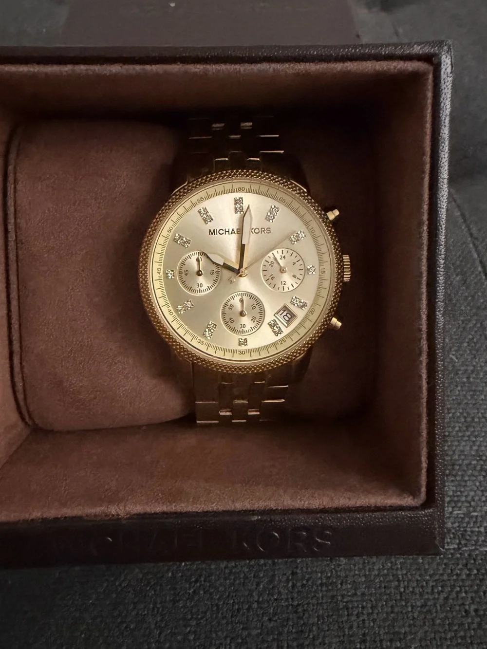 Michael Kors Gold-tone Bracelet Chronograph Watch with Crystal Markers - Picture 4 of 4